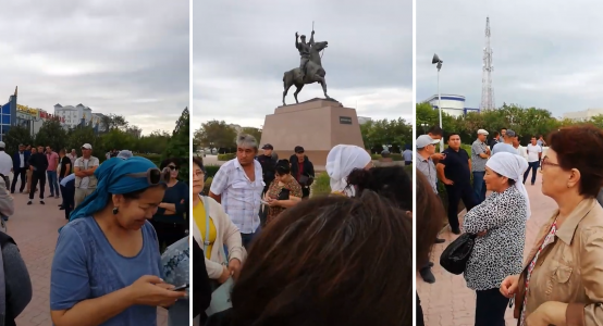Protestors against plants construction by China in Kazakhstan gathered at square in Aktau