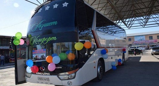 Samarkand and Turkestan connected by bus communication
