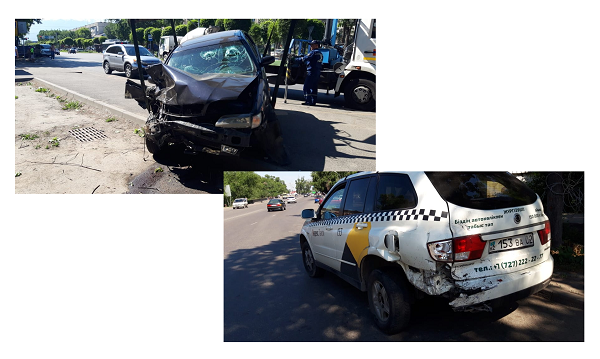 Иномарка на полном ходу врезалась в припаркованное такси в Алматы; пострадал один человек