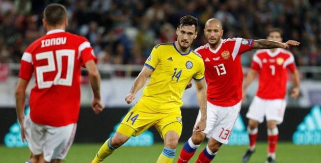 Сборная Казахстана проиграла России в матче отбора на Евро-2020