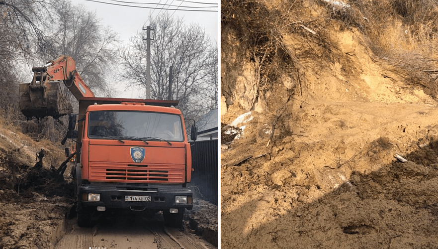 Поверхностный оползень перекрыл дорогу в одном из районов Алматы
