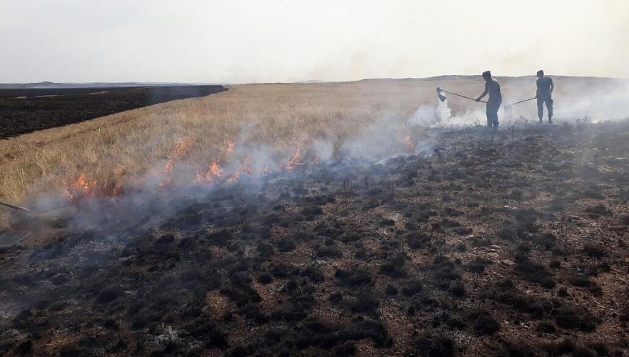 Вторые сутки тушат степной пожар в Акмолинской области
