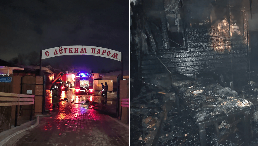 Крупный пожар произошел в банном комплексе в Павлодаре