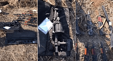 Machine guns, grenade launcher and other weapons discovered in a cache in Zhambyl region