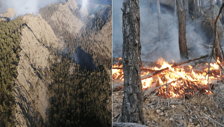 Баянаульский национальный парк второй день горит в Павлодарской области